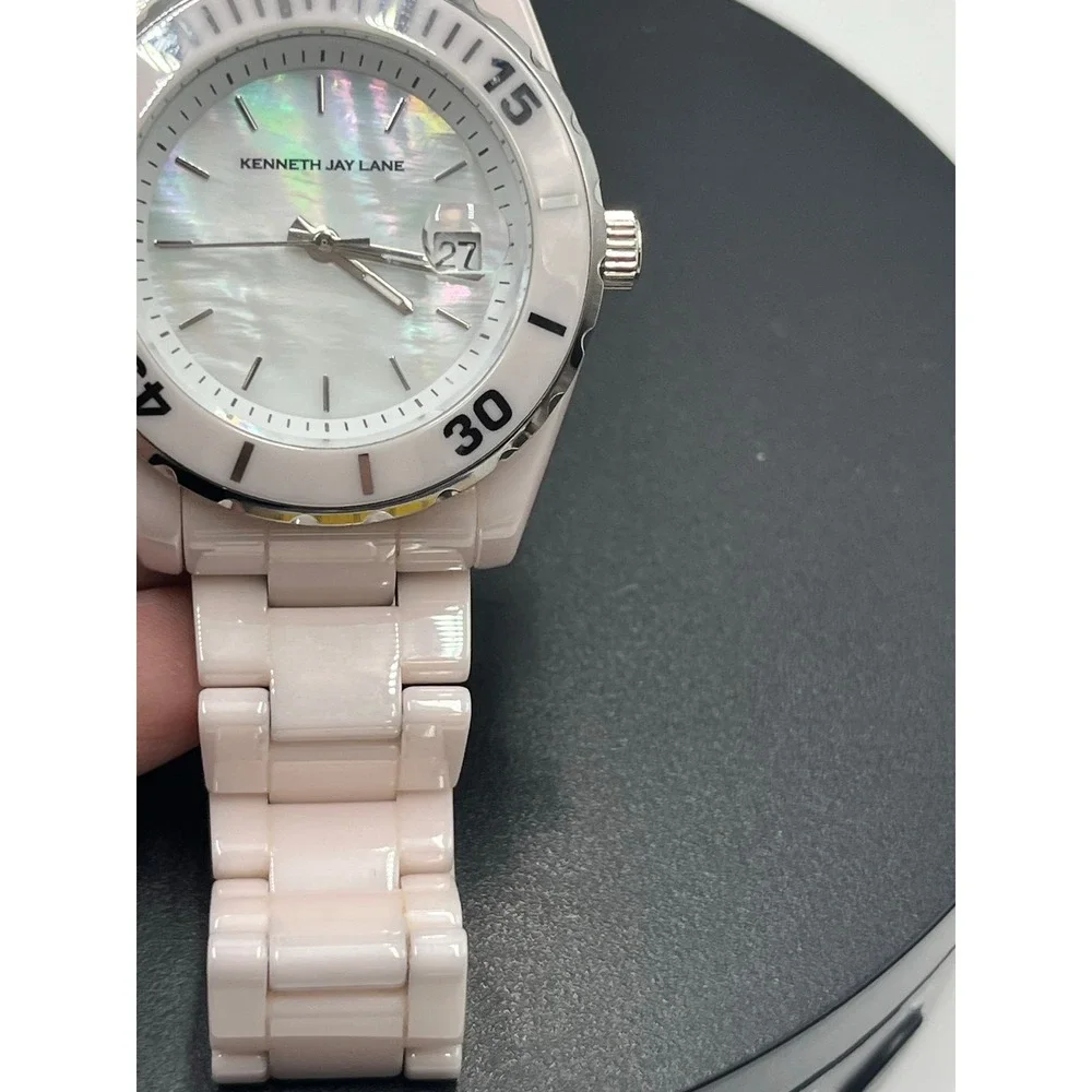 Kenneth Jay lane KJL Vintage Pale‎ Pink Ceramic 3000 series Womens Wrist Watch
